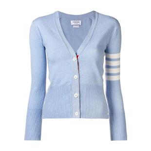 THOM BROWNE 女士针织衫 FKC001A00011480 CO 蓝色 V领开司米羊绒