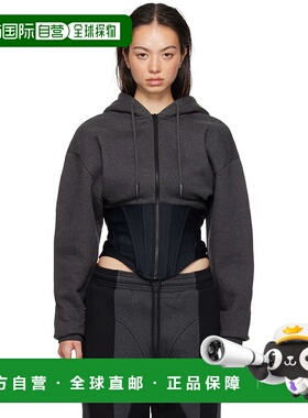 1h可退 潮奢 Mugler 穆勒 女士 灰色 Corseted 连帽衫 24F3SW0068