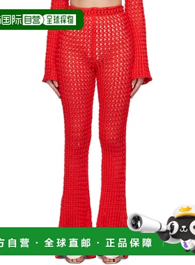 1h可退 潮奢 Moschino 莫斯奇诺 女士 红色长裤 231EA038205040