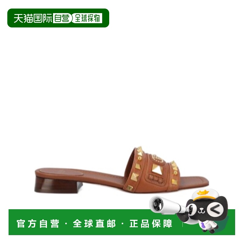 1h可退 VALENTINO 女士凉鞋 WS0LT2ZQFN58 SS2025 棕色 铆钉拖鞋