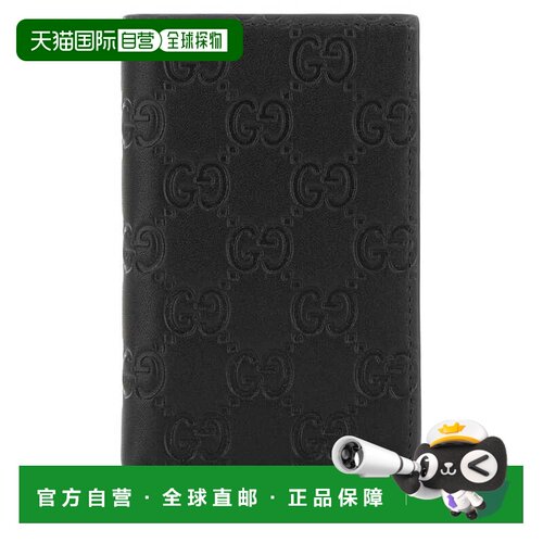 GUCCI 男士卡包 850183AAFDV1000 CO 黑色 GG Emblem 卡包收纳