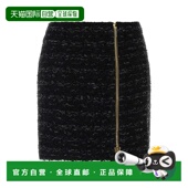 短款 BALMAIN 拉链花呢 AW2025 黑色 女士半身裙 FF0LBB10KJ160PA
