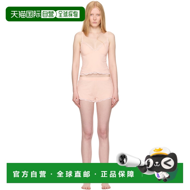 1h可退 潮奢 SKIMS 女士 粉色 Cotton Jersey Lace 睡衣 & 睡裤套