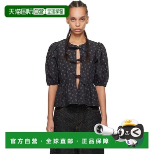 Printed GANNI 上装 Peplum Cotton 黑色 女士 甘尼 潮奢 1h可退