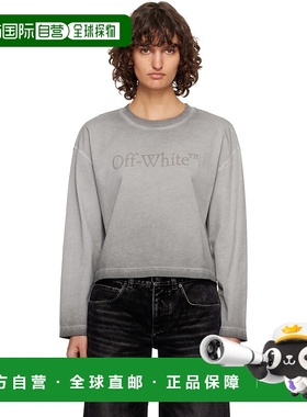 1h可退 潮奢 off-white 女士 灰色 Laundry 长袖 T 恤 OWAB038F25