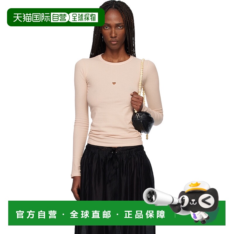 1h可退 潮奢 Baserange 女士 粉色 Heart 长袖 T 恤 TTHLS