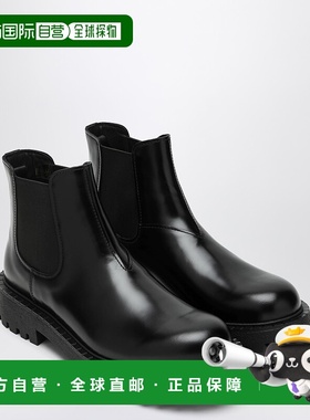 1h可退 潮奢 Prada 普拉达 男士 黑色皮质脚踝靴 2TE211G001B4L