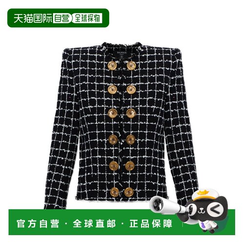 BALMAIN 女士外套 GF1SM509XL62EAB SS2026 黑色 Tweed Jacket