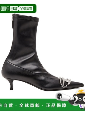 DIESEL 女士靴子 Y03409PR818T8013 AW2025 黑色 椭圆形 D 牌 D-V