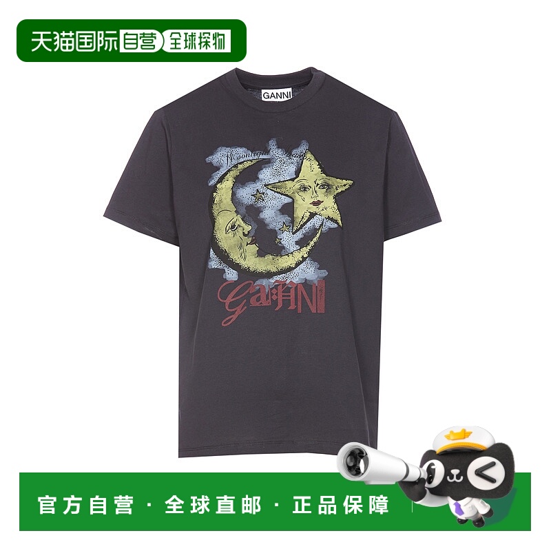 1h可退 GANNI 女士T恤 T4058252 SS2025 黑色短袖