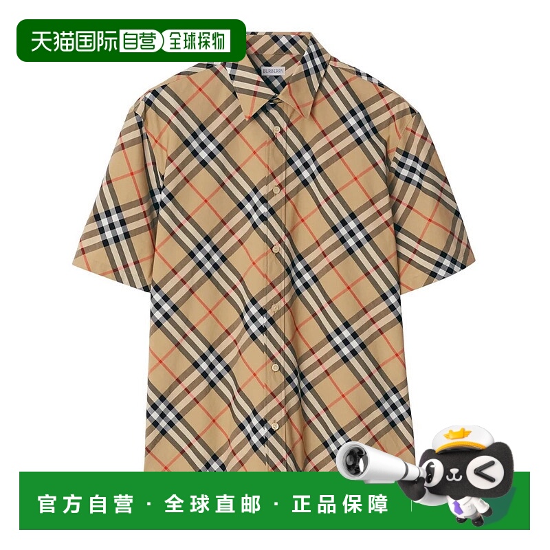 1h可退 BURBERRY 男士衬衫 8087637SAND SS2025 卡其色 SHORT SLE