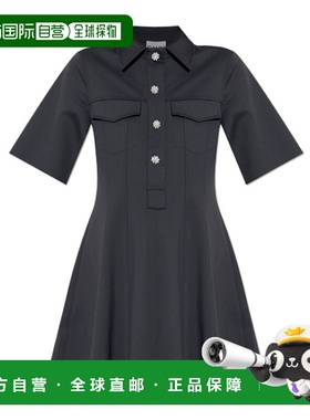 GANNI 女士连衣裙 W0448252 AW2025 黑色 短袖连衣裙