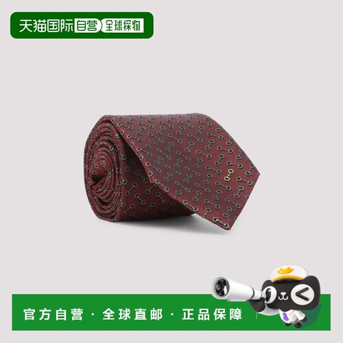 GUCCI 男士领带 8361344E0096165 AW2025 棕色 Horsebit 提花领带