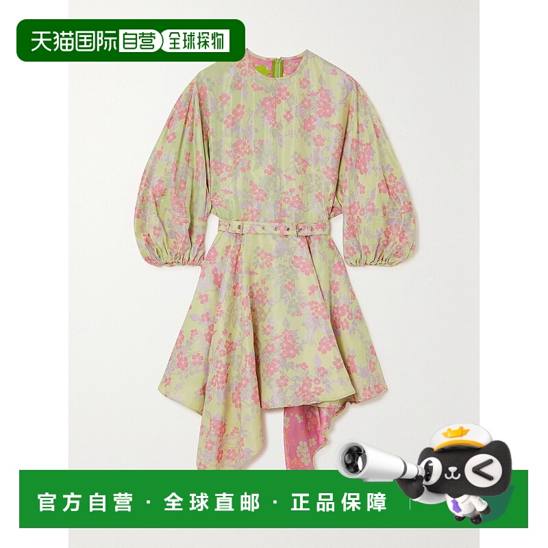 1h可退 潮奢 MARQUES' ALMEIDA 女士 不对称束带垂褶锦缎迷你连衣