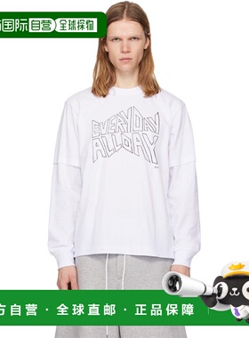 1h可退 潮奢 Sacai 男士 白色 geoff sacai 系列印花长袖 T 恤 26