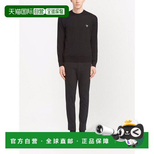 PRADA 男士针织衫 UMB2641ZLES212F0002 CO 黑色 羊毛圆领毛衣