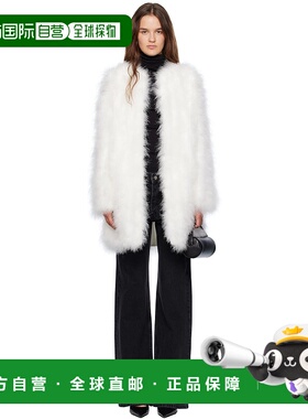 1h可退 潮奢 YVES SALOMON 女士 白色 Long Feather 大衣 26W24EY