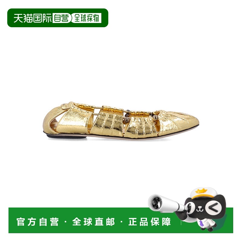 1h可退 CHLOÉ 女士靴子 CHC25S08JQO9DA SS2025 金色 Moon flats