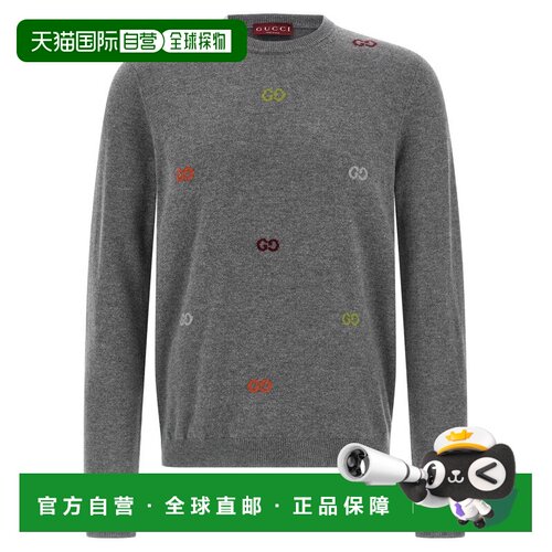 GUCCI 男士针织衫 833668XKEYH1015 AW2025 灰色 GG intarsia swe