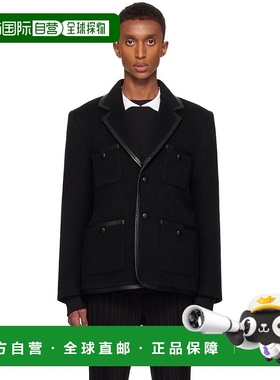 1h可退 潮奢 Ernest W. Baker 男士 黑色 Leather Trim Single Br