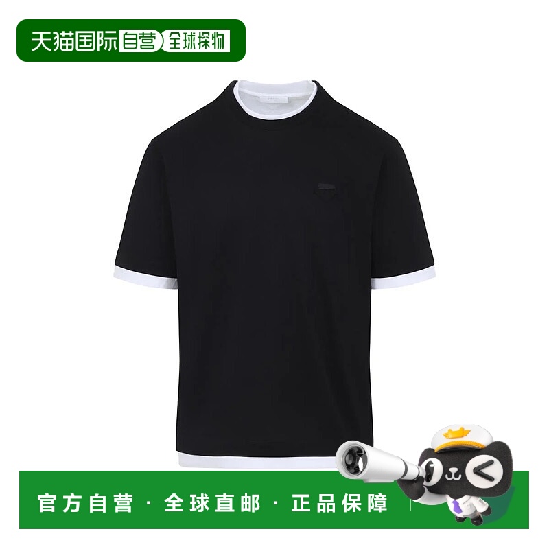 1h可退 PRADA 男士T恤 UJN912SWMO11CD0967 AW2025 黑色 Prada Ts