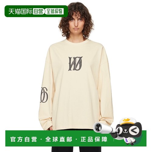 1h可退 潮奢 We11Done 女士 米色 Letter Logo Print 长袖 T 恤 W