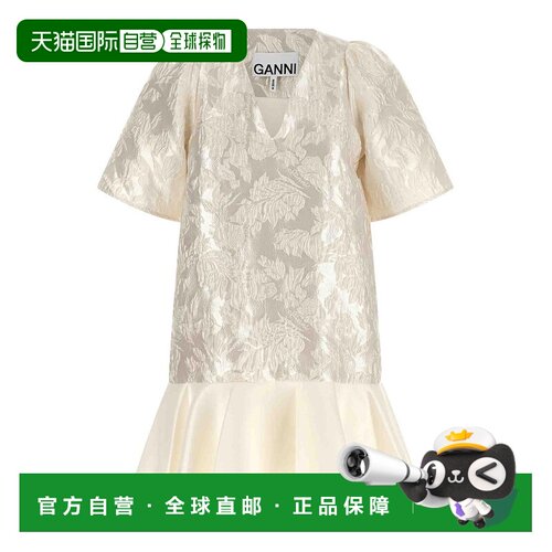 GANNI 女士连衣裙 A1030105135 SS2026 白色 'Satin Cloque' mini