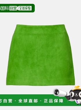 1h可退 潮奢 Staud 女士 盾徽绒面革迷你半身裙 green绿色 舒适时