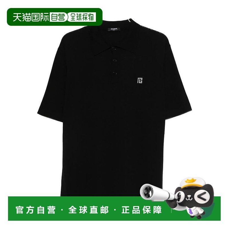 BALMAIN 男士衬衫 GH1GB044KJ53EQU SS2026 黑色 短袖POLO衫