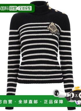BALMAIN 女士针织毛衣 BF1KF01284KEECJ AW2023 黑色羊绒针织衫
