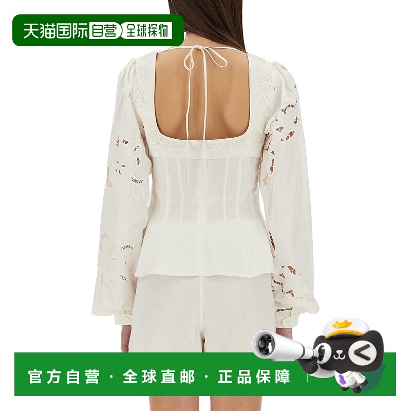 1h可退 潮奢 Marine Serre 女士 UPCYCLED 亚麻上衣 WSI028AUWOV0