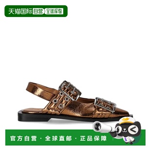 AW2024 S2799046 棕色 Ganni Slin GANNI Bronze 女士芭蕾乐福鞋