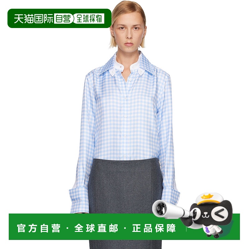 1h可退 潮奢 Thom Browne 汤姆 布朗 女士 蓝色 Silk Twill Gingh