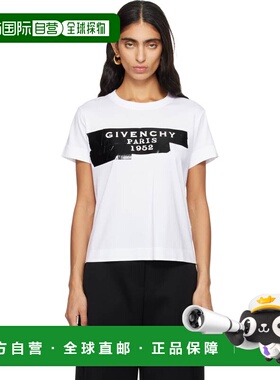 1h可退 潮奢 Givenchy 纪梵希 女士 白色 Tape Print T 恤 BW70FJ