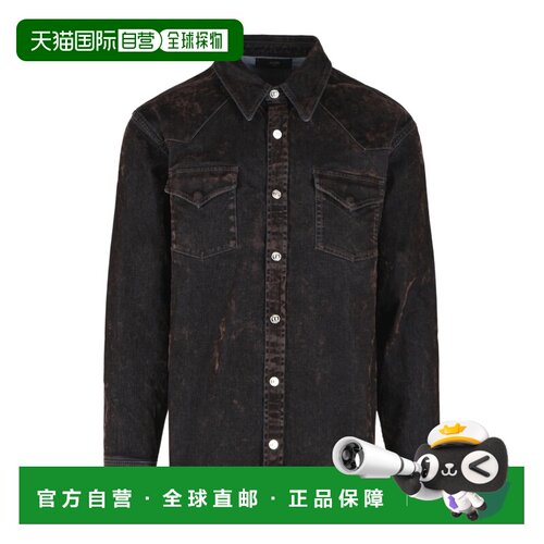 AMIRI 男士衬衫 AM426SH04804D SS2026 棕色 植绒牛仔衬衫