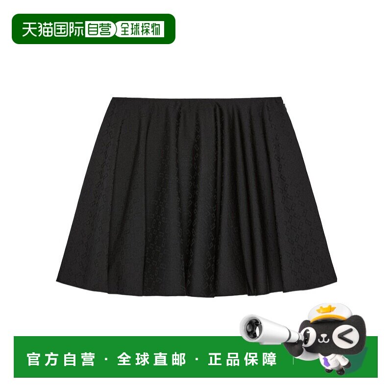 GIVENCHY 女士半身裙 BW40XU15UG001 SS2025 黑色 提花字母羊毛半