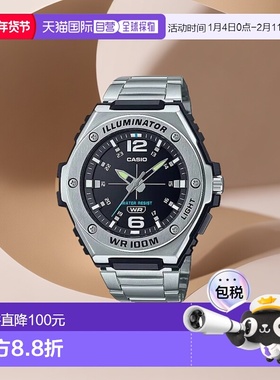 Casio卡西欧男士手表银色计时简约百搭MWA-100HD-1AV指针