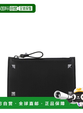 1h可退 潮奢 valentino 华伦天奴 男士 黑色皮革铆钉卡套 5Y2P054