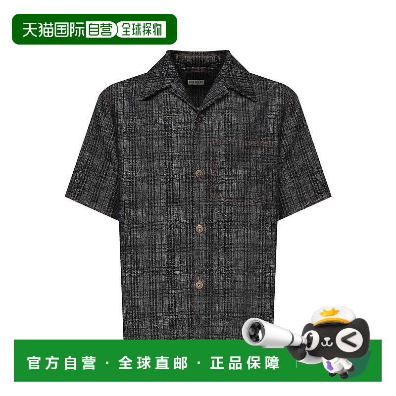 1h可退 BURBERRY 男士衬衫 8113431 AW2025 蓝色 Check Denim Shi