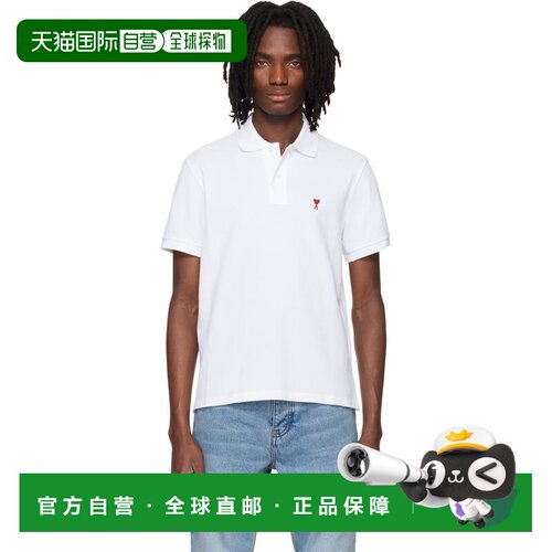Ami Paris 男士 白色 Cotton Red Ami de Coeur Polo 衫 BFUPL001