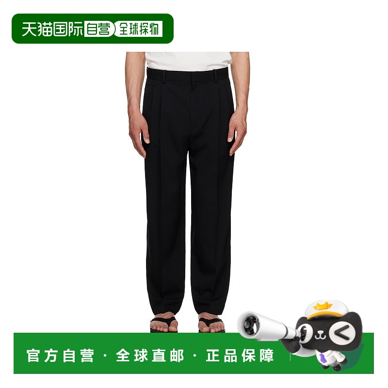 1h可退 THE ROW 男士休闲裤 909W3598BLK SS2025 黑色 Silas长裤