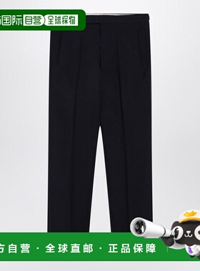 1h可退 潮奢 Prada 普拉达 男士 蓝色羊毛马海毛裤子 UP0422OOO17