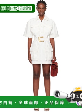 1h可退 潮奢 Balmain 巴尔曼 女士 白色 Lace-Up Canvas 连衣裙 F