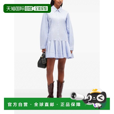 GANNI 女士衬衫 W110101M AW2025 宝蓝色长袖通勤连衣裙