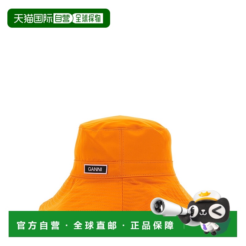 1h可退 GANNI 女士帽子 A4975860 AW2023 橙色 BUCKET HAT WITH L