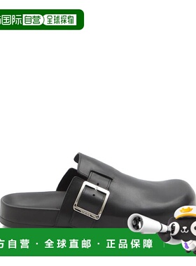 LOEWE 男士拖鞋 M816V29X111100 SS2025 黑色 LEATHER EASE BUCKL