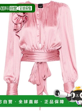 PINKO 女士衬衫 104081A22VO78 AW2024 粉红色 长袖短款罩衫