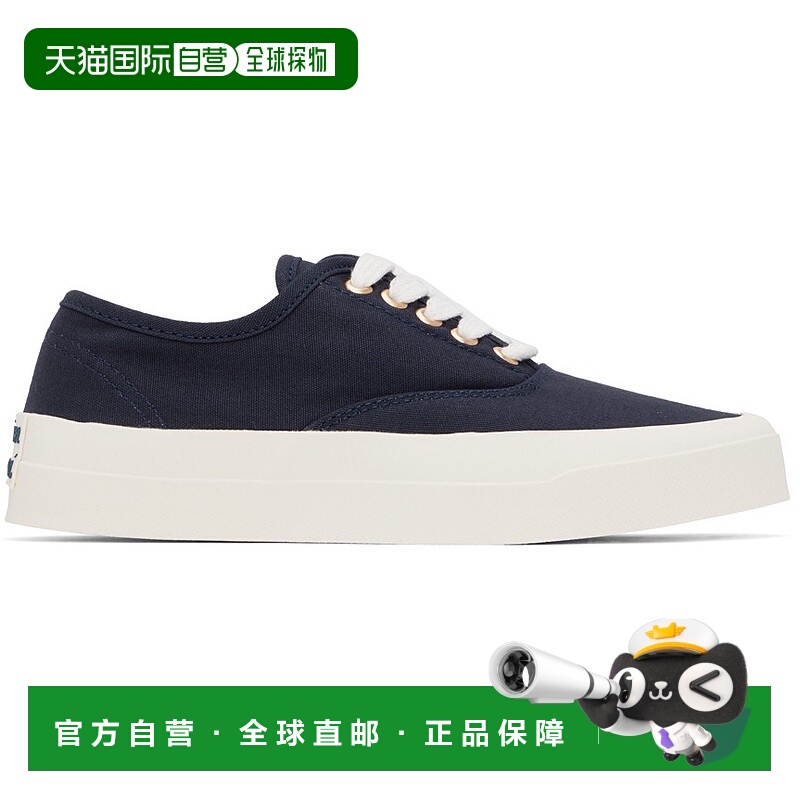 1h可退 潮奢 MAISON KITSUNE 女士 海军蓝系带运动鞋 CU04706WW90