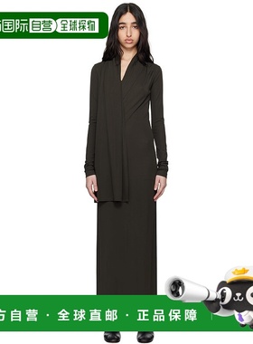 1h可退 潮奢 TOTÊME 女士 棕色 Overlapped Jersey 连衣裙 252WRD