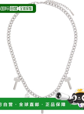 1h可退 潮奢 We11Done 男士 银色 Key Charm Chain 项链 WDAJ3245
